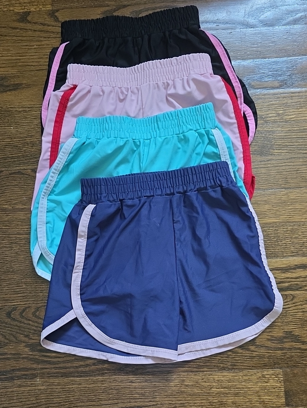 Set of 4 Girls Athletic Shorts - Navy, Teal, Pink, Black - Picture 2 of 2